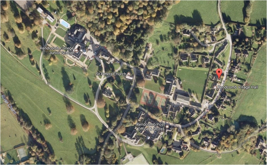 Aerial view of Rendcomb village